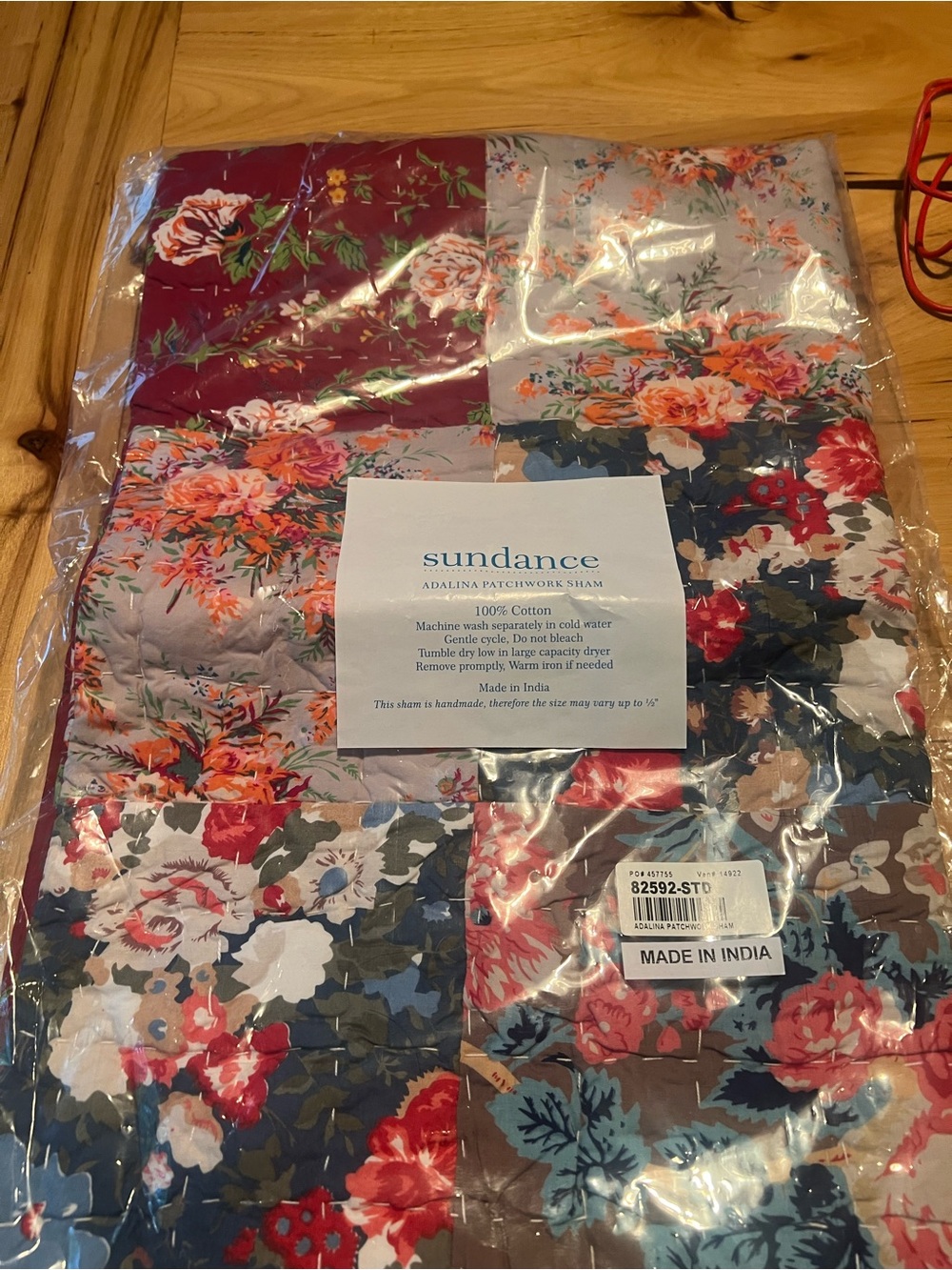 Sundance Floral Patchwork Sham in Red, Blue, Cream
